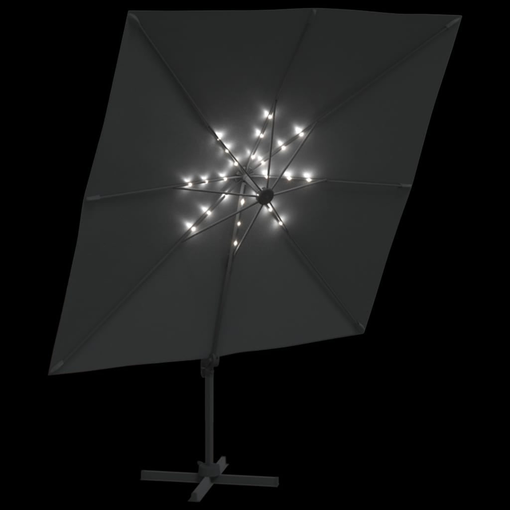 Vidaxl Sombrilla Voladiza Con Led Gris Antracita 400x300 Cm_3