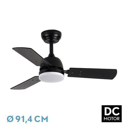 Ventilad Dc Portico 20w Negro 3aspas Negro/gris 6vel. 3000k,4000k,6500k 2350lm Remoto, Memoria Y Temporizador 91,4d_0