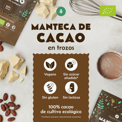 Manteiga de cacau pura em pedaços ECO Planeta Huerto 250 g