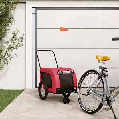 Remolque De Bicicleta Mascotas Hierro Tela Oxford Rojo Negro_1