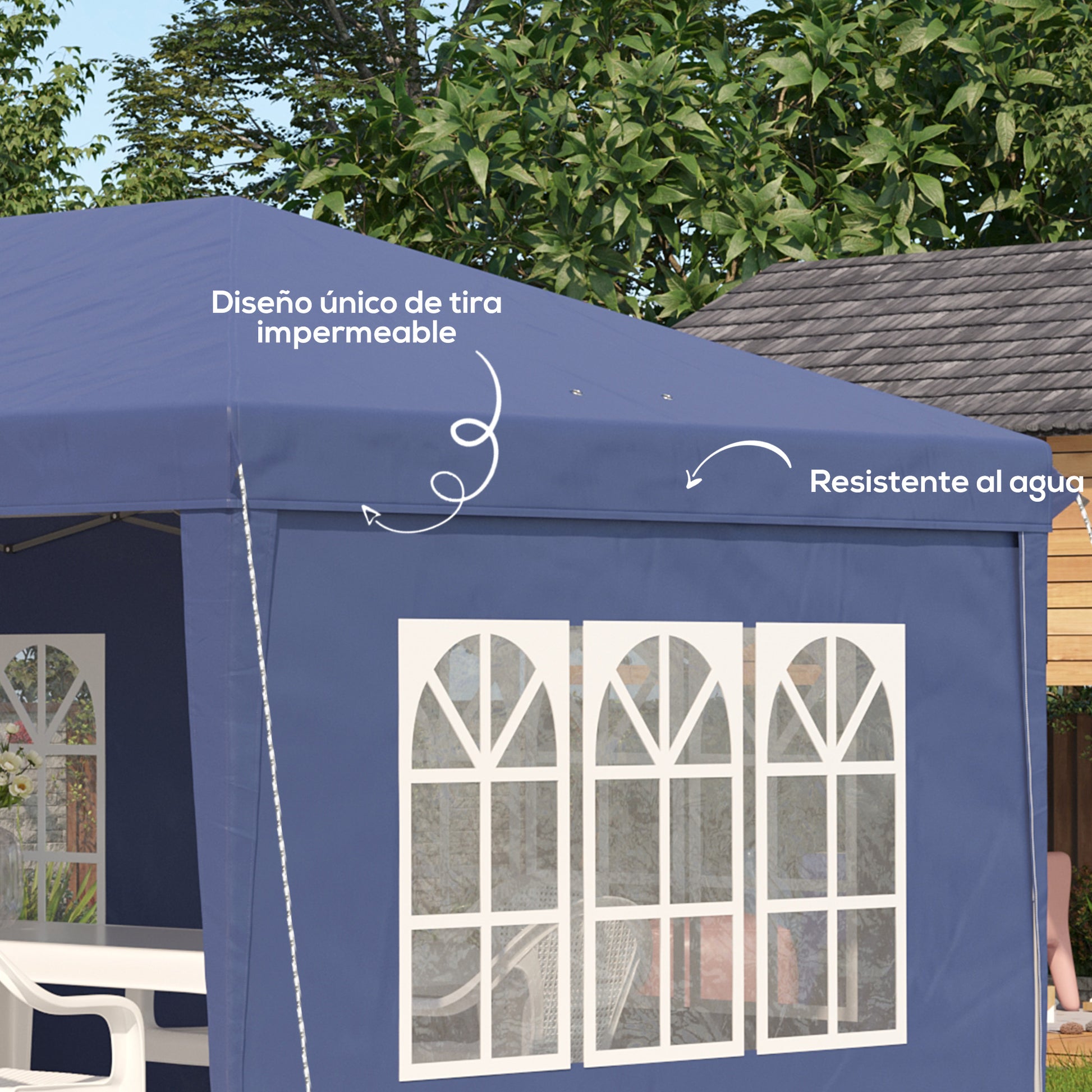 Outsunny Conjunto De 1 Carpa Plegable 6x3 M Y 2 Paredes Laterales 3x2 M Azul_5