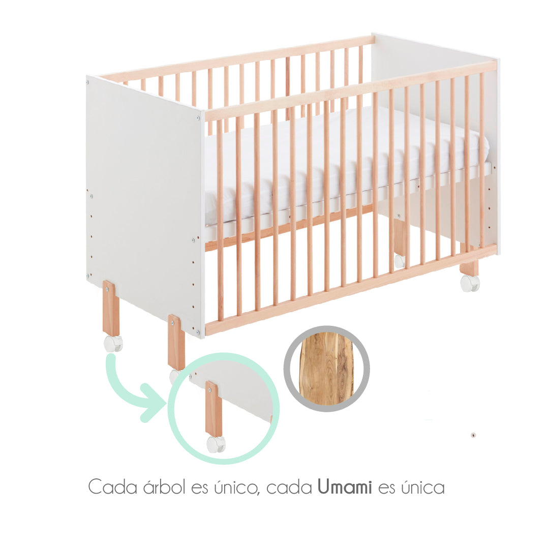 Cuna 120x60 Umami Colecho Para Unirla A La Cama Con Seguridad, Ruedas Incluidas. Con Normativa Europea Y Pintura Al Agua_3