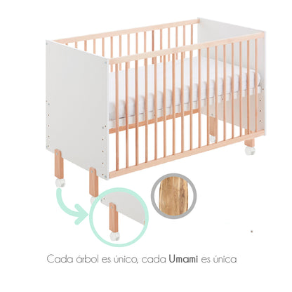 Cuna 120x60 Umami Colecho Para Unirla A La Cama Con Seguridad, Ruedas Incluidas. Con Normativa Europea Y Pintura Al Agua_3