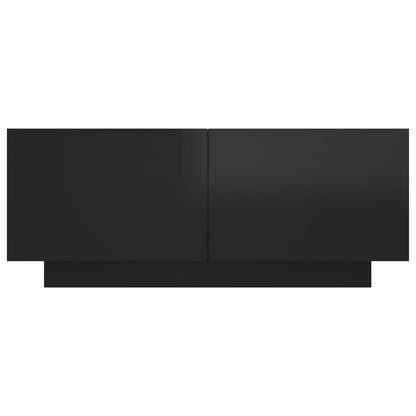 Mesita De Noche Madera De Ingeniería Negro Brillo 100x35x40 Cm_4