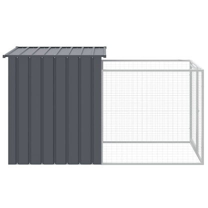 Vidaxl Caseta Perros Con Corral Acero Galvanizado Gris 110x201x110 Cm_3