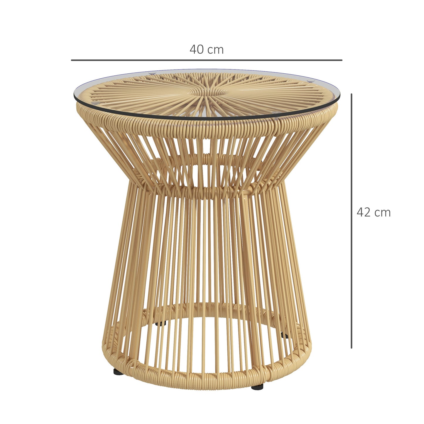 Outsunny Mesa Auxiliar De Ratán Sintético Con Marco De Metal Ø40x42 Cm Beige_2