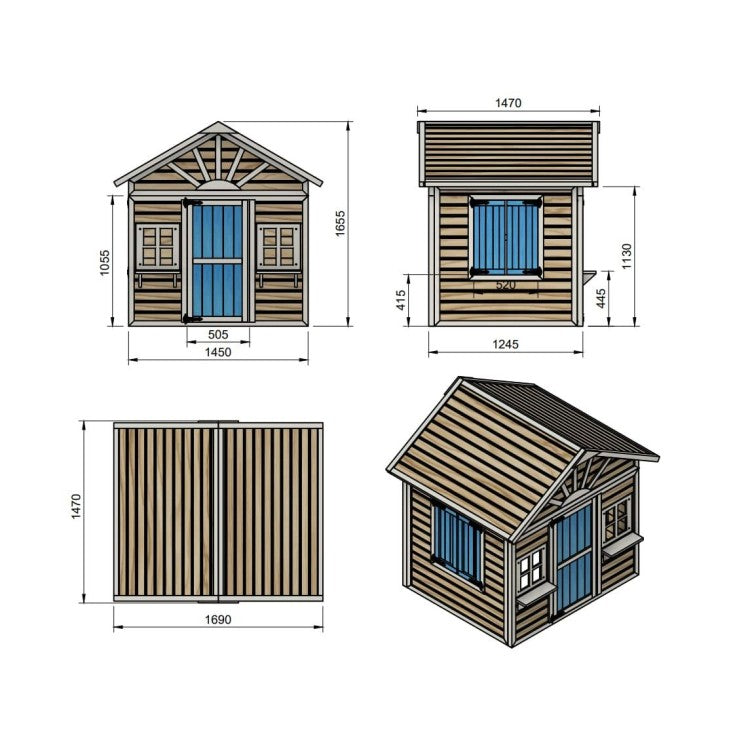 Casita Infantil De Madera Por Paneles Masgames Visby Elevada 90 Cm Rosa._4