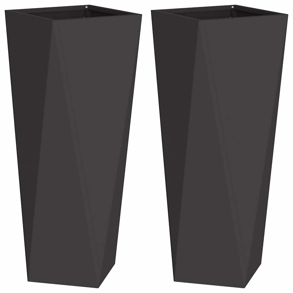 Jardinera 2 Uds. Negro 30 X 30 X 75 Cm Acero_0