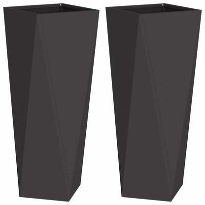 Jardinera 2 Pcs Negro 30 X 30 X 75 Cm Acero_0