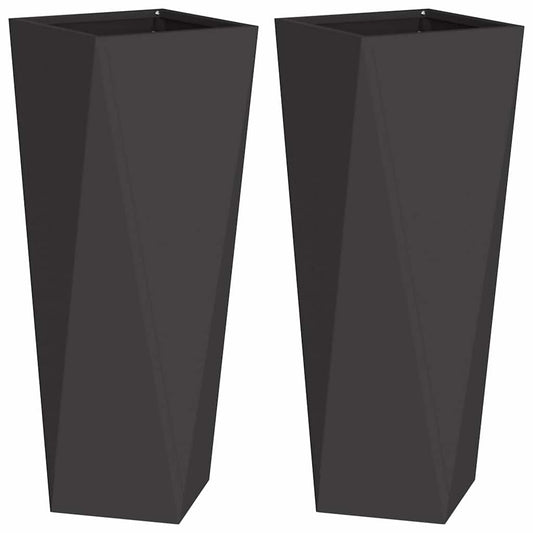 Jardinera 2 Uds. Negro 30 X 30 X 75 Cm Acero_0