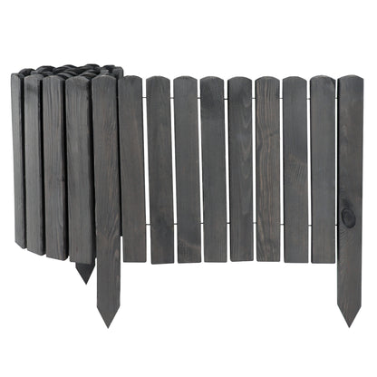 5x Valla Enrollable De Madera Gris 10x200 Cm – Borde Para Parterres Y Césped | Borde Flexible Para Parterres Y Caminos_0