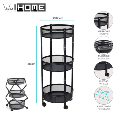 Carro De Cocina Plegable Con Ruedas Ø37x88cm - Well Home_1