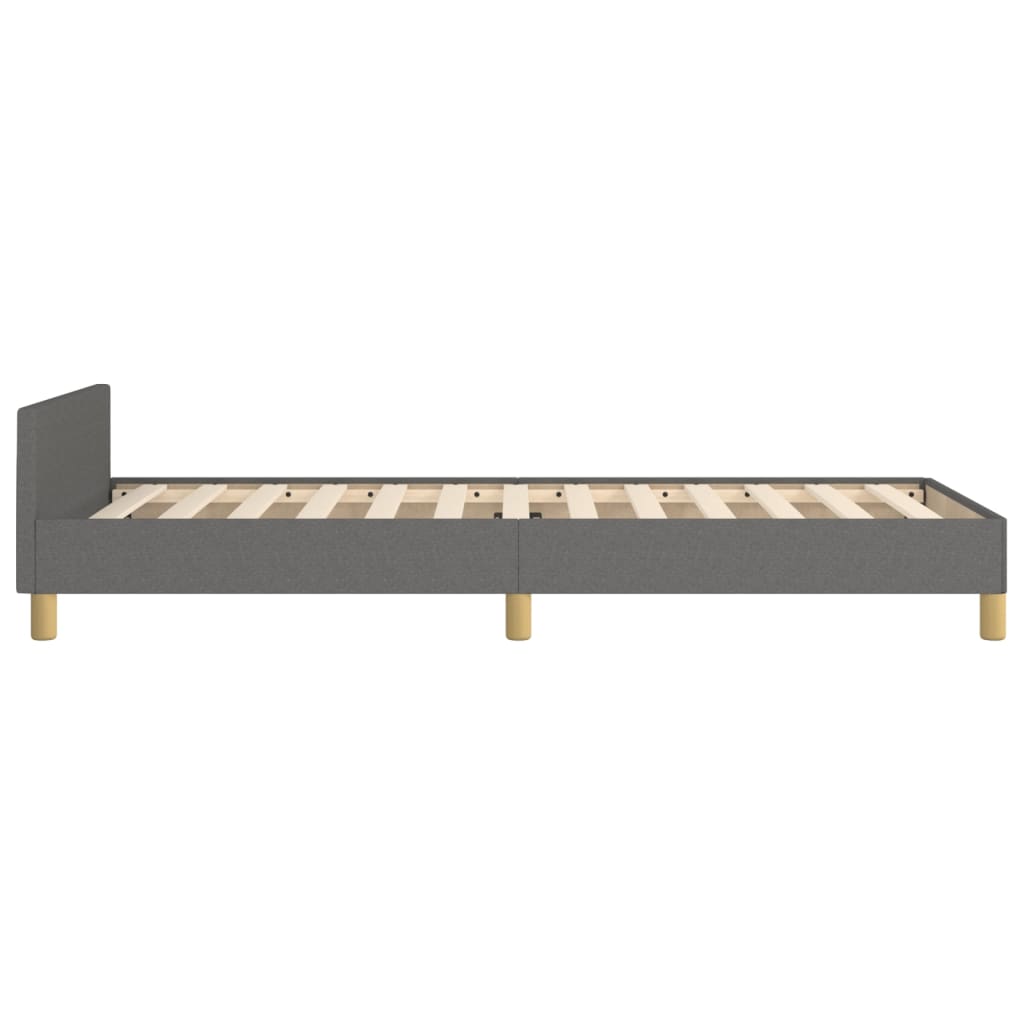 Estructura De Cama Con Cabecero De Tela Gris Oscuro 90x200 Cm / Vetonek_1