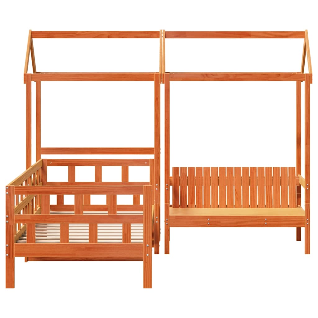 Sofá Cama Con Techo Madera Maciza Pino Marrón Cera 80x200 Cm_3