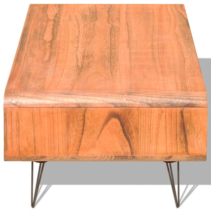 Mesa De Centro Madera Maciza Paulownia Marrón 90x55,5x38,5 Cm_1