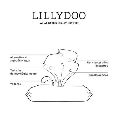 Toalhitas húmidas Lillydoo 99% água, 15 unidades