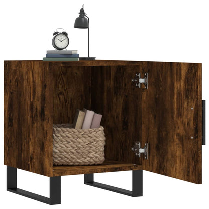 Mesita De Noche Madera De Ingeniería Roble Ahumado 40x40x50 Cm_1