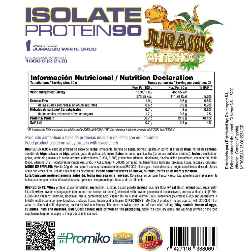 Isolate 90 Cfm - 1kg - Jurassic White Choc - Aumenta La Masa Muscular - Masmusculo_4