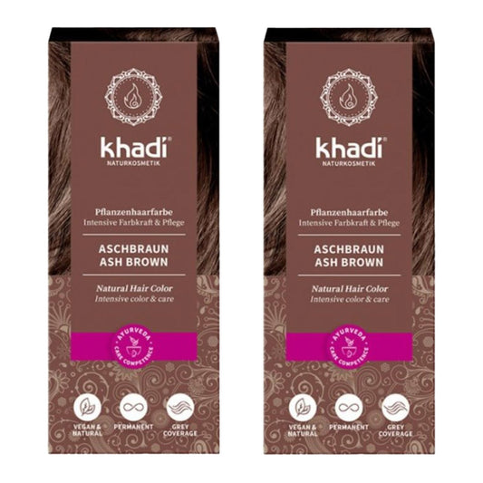 Embalagem de 2 corantes naturais castanho acinzentado, Khadi, 100 g