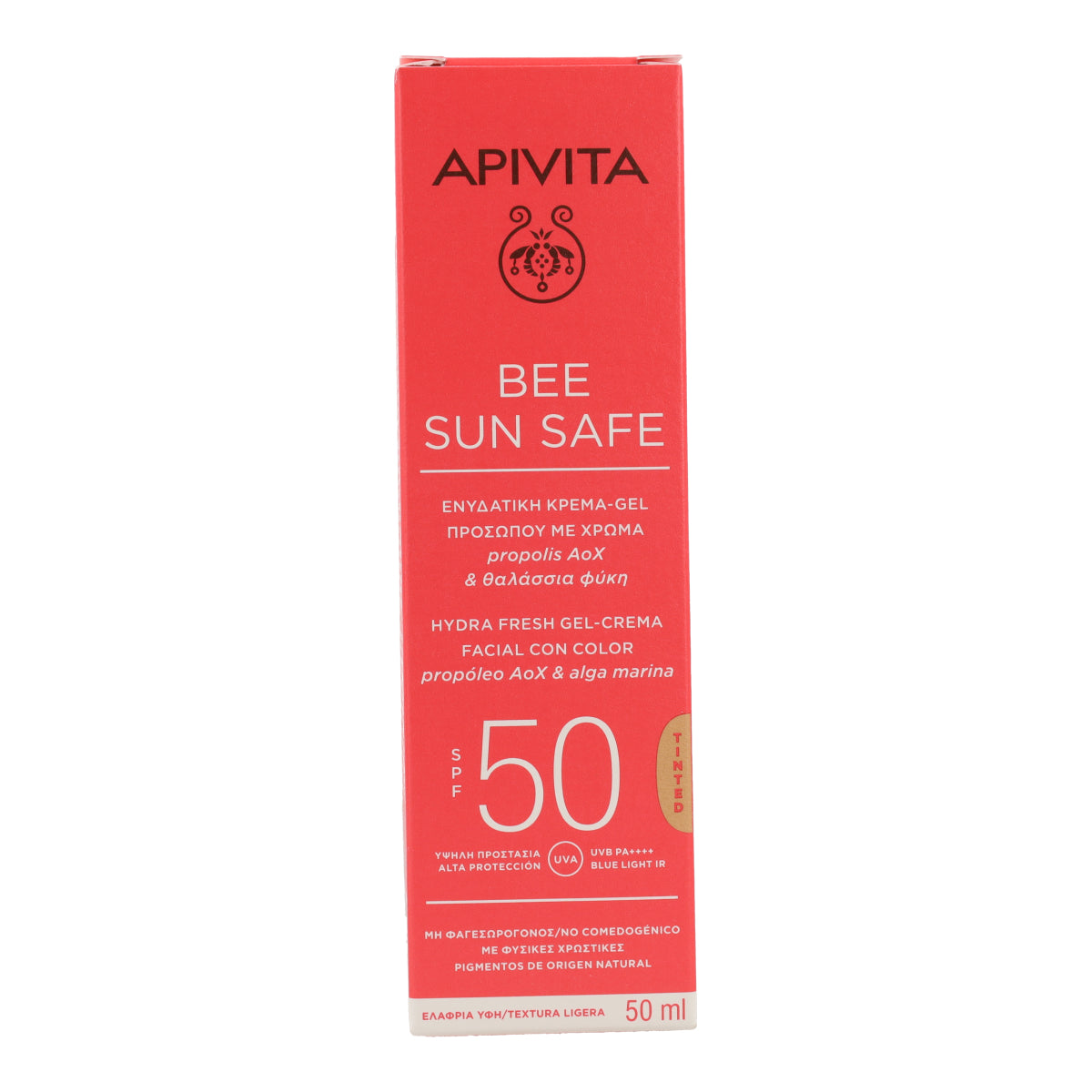 Gel-Crema Solar Hydra Fresh con color SPF50 Apivita 50 ml