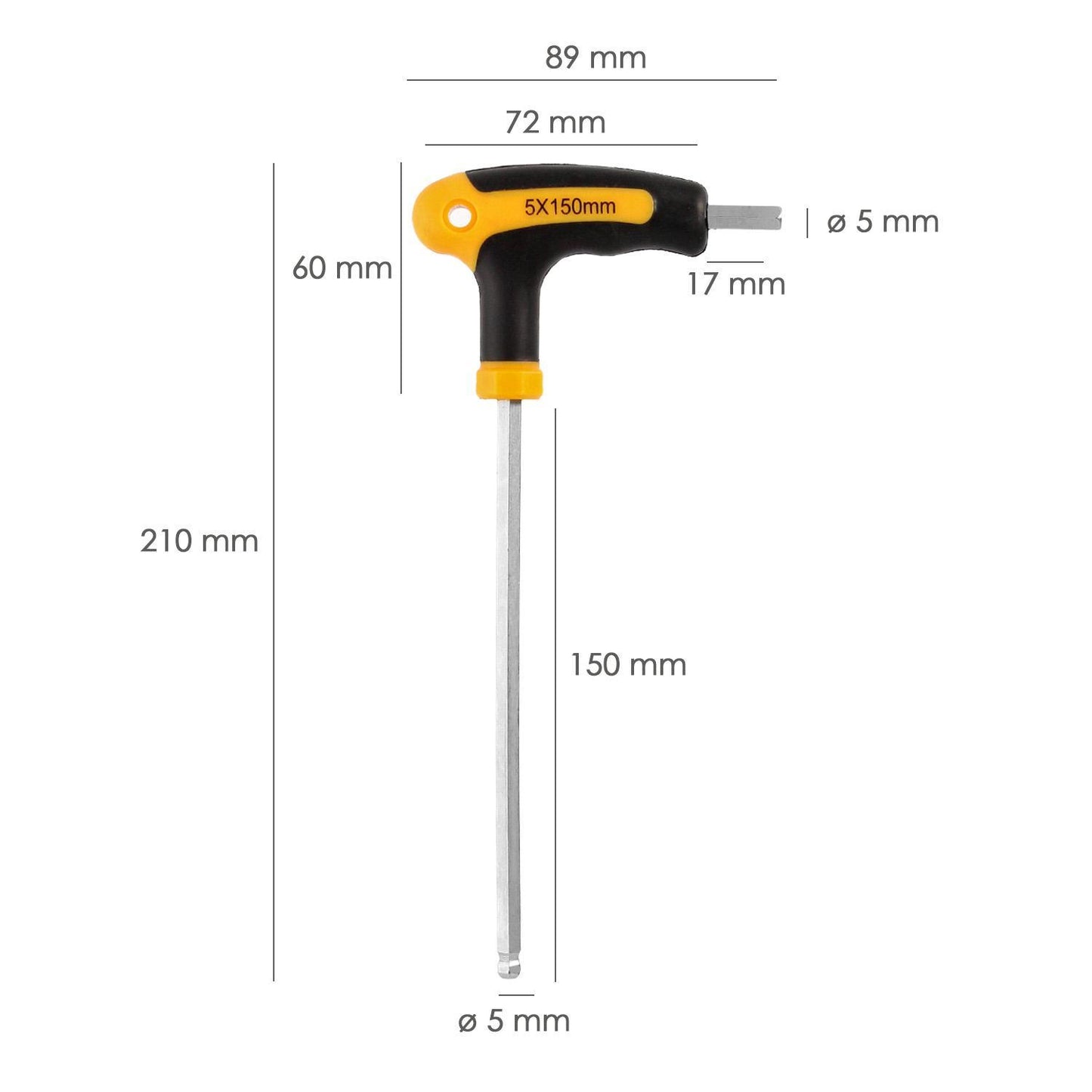 Llave Allen Con Bola Mango Bimaterial Soft Touch Forma T 5,0 Mm. Acero Cromo Vanadio, Destornillador Allen, Llave Hexagonal_1