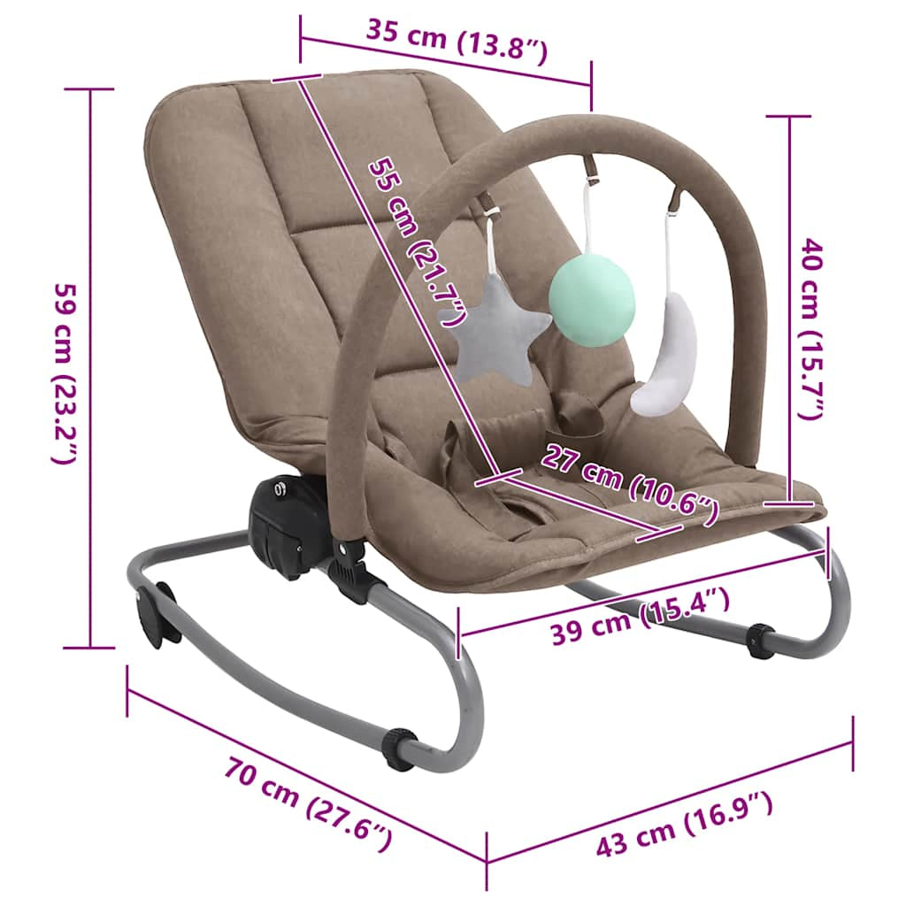 Vidaxl Hamaca Mecedora Para Bebés De Acero Gris Taupe_2