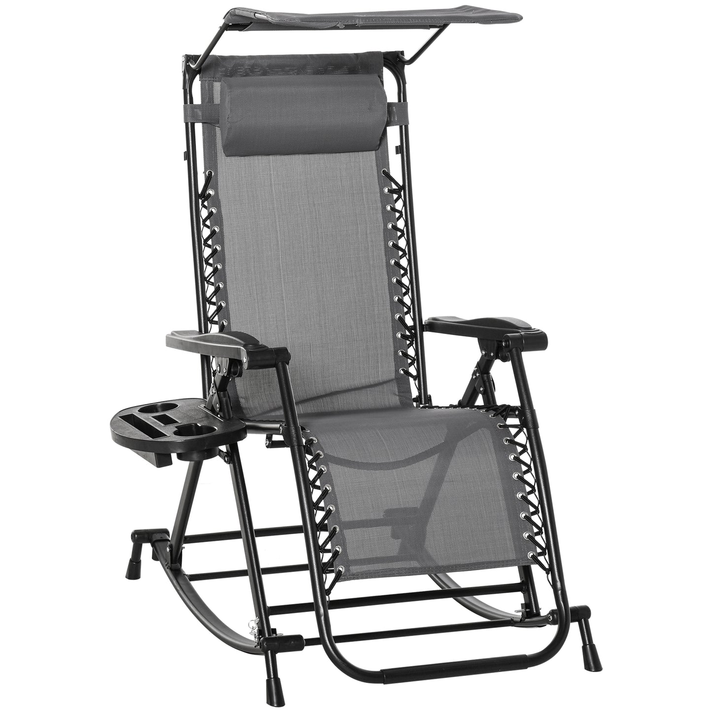 Outsunny Silla Mecedora De Jardín Plegable Con Techo Reposacabezas Extraíble_0