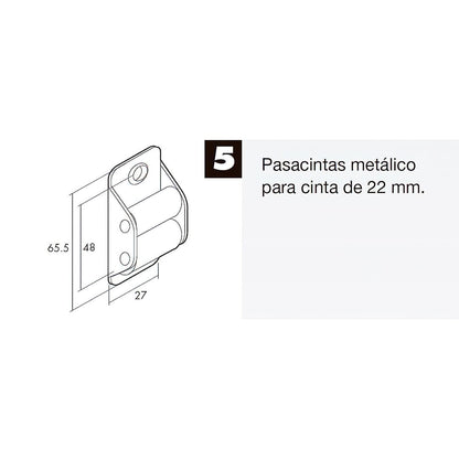 Pasacintas Persiana Zincado Rodillo Nylon Cinta 22 Mm.