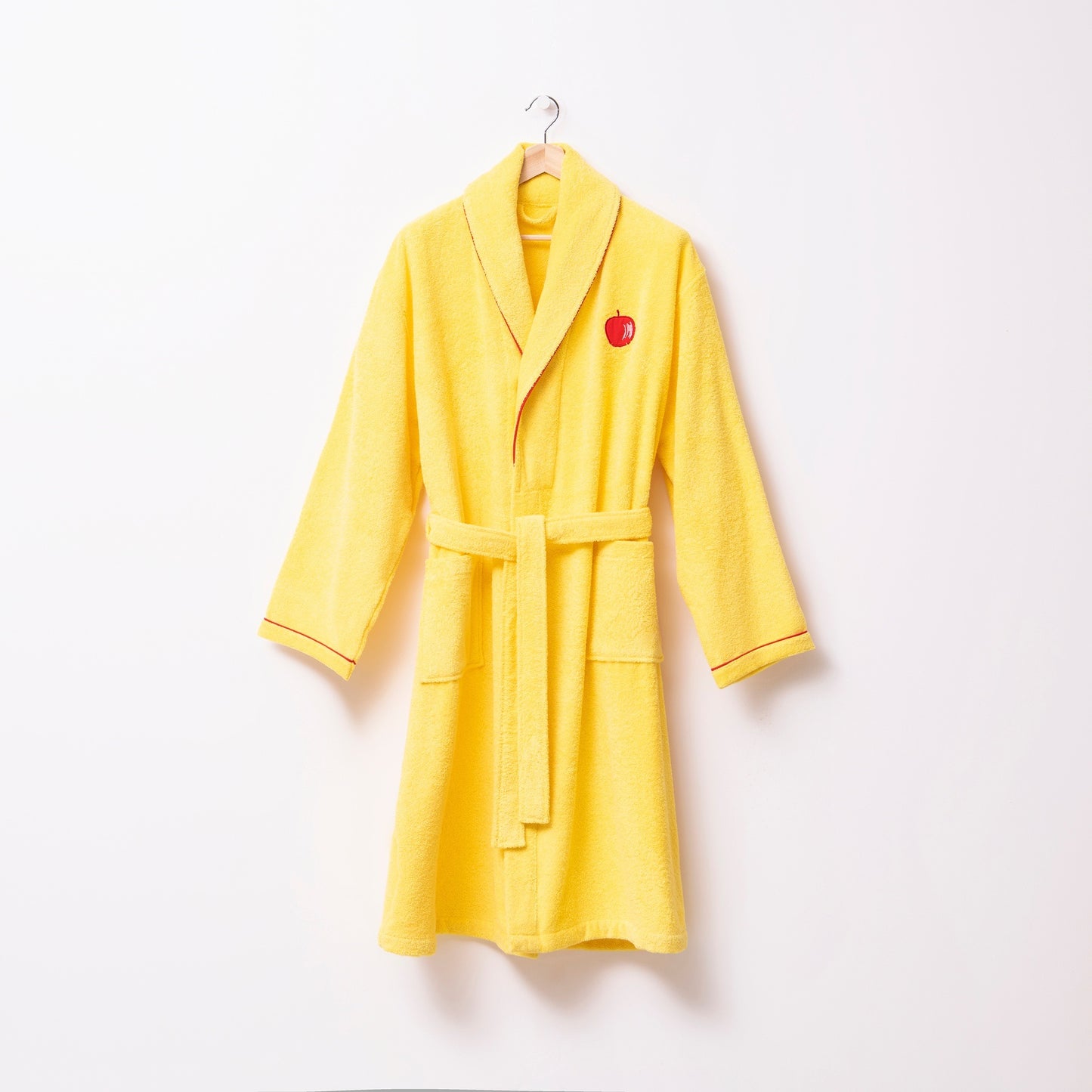 Albornoz M/l 380gsm 100%algodon Amarillo Con Manzana Roja Benetton Fruits Be_4