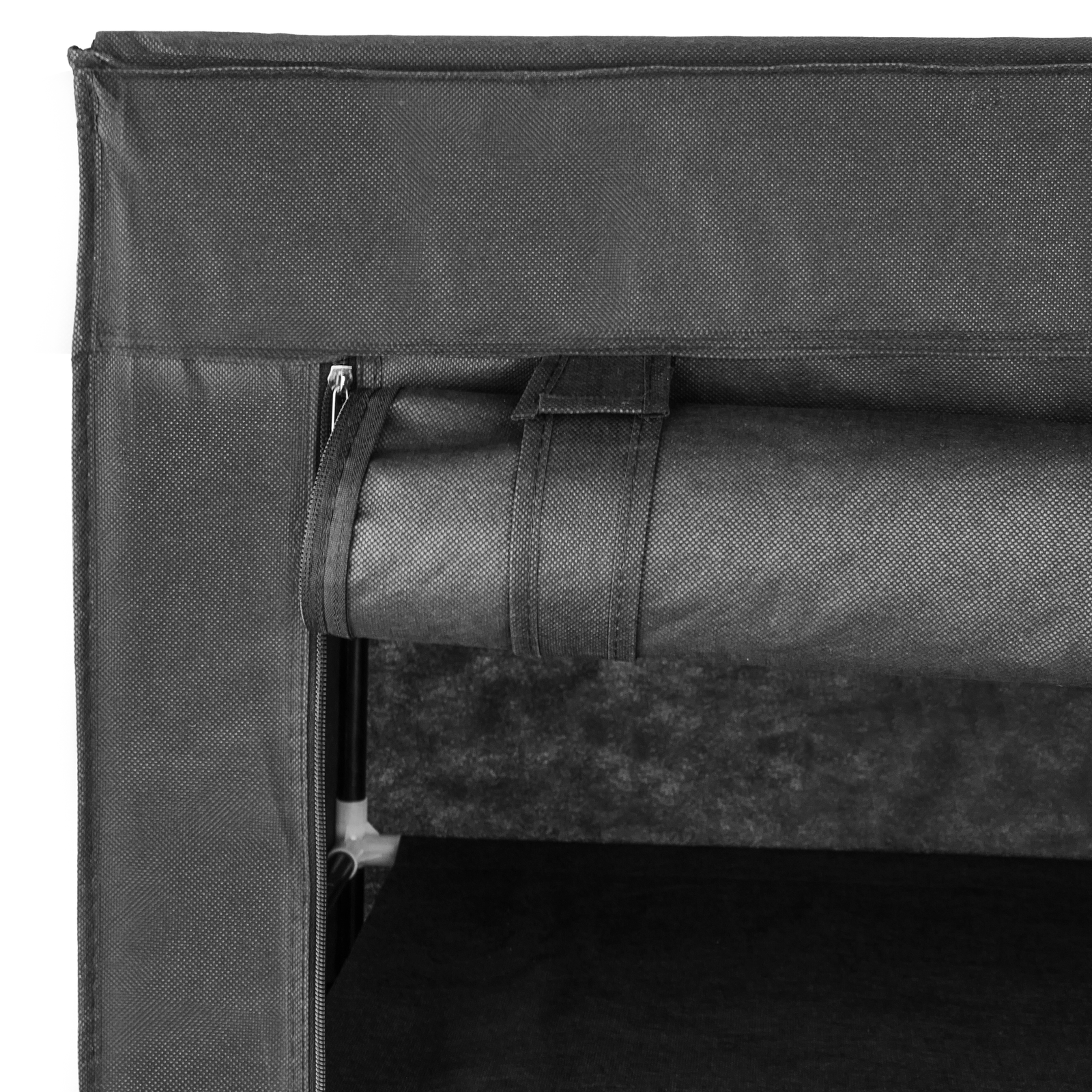Armario Ropero Guardarropa De Tela Desmontable 70 X 45 X 155 Cm Negro Con Puerta Enrollable_2