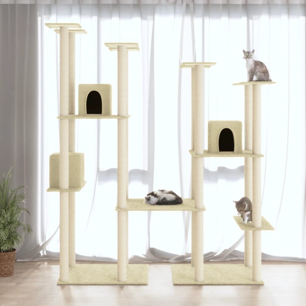 Vidaxl Rascador Para Gatos Con Postes De Sisal Color Crema 174 Cm_1