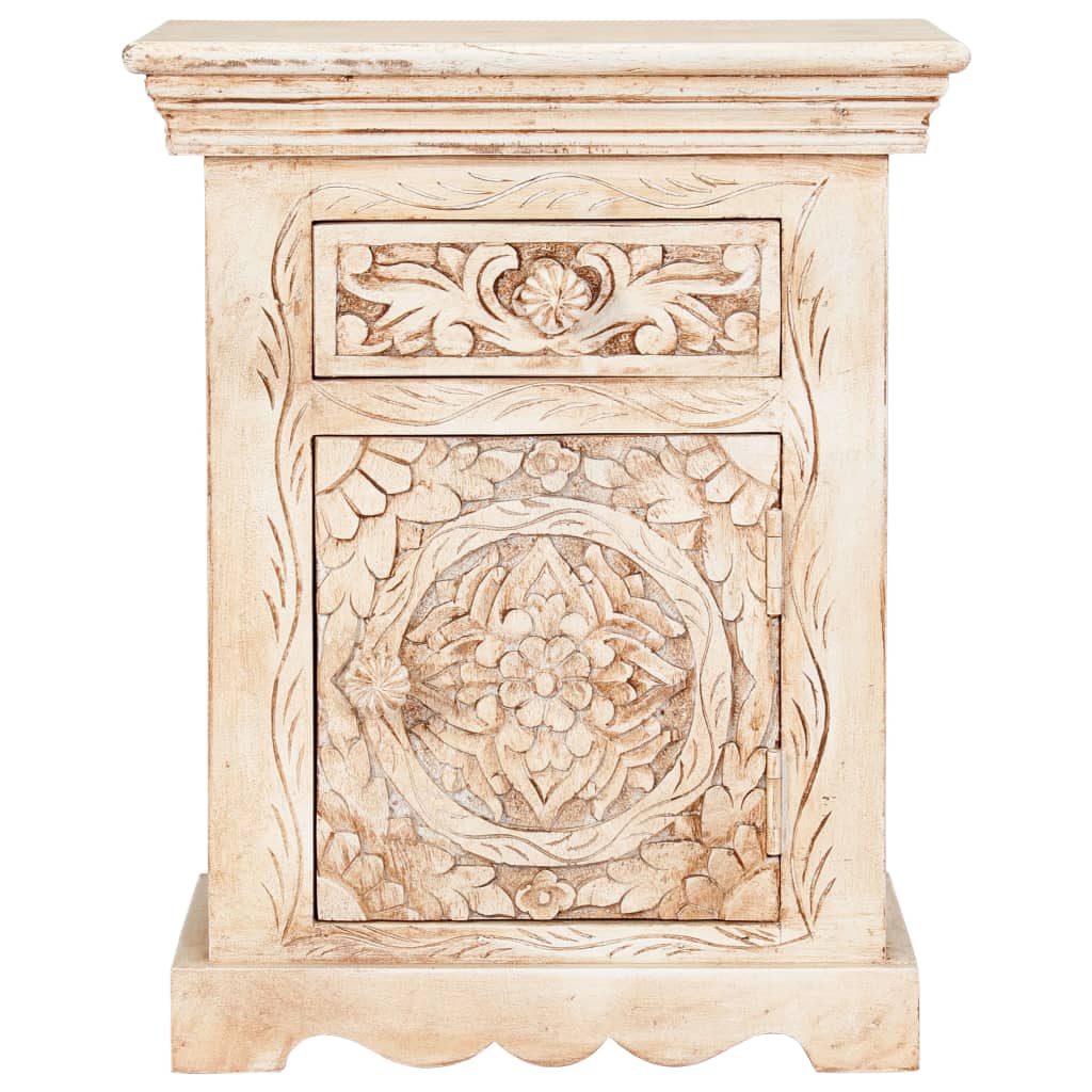 Mesita De Noche De Madera Maciza De Mango 40x30x50 Cm_0