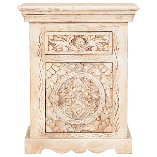 Mesita De Noche De Madera Maciza De Mango 40x30x50 Cm_0