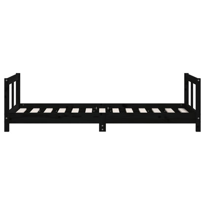 Estructura De Cama Para Niños Madera De Pino Negro 80x160 Cm / Vetonek_4