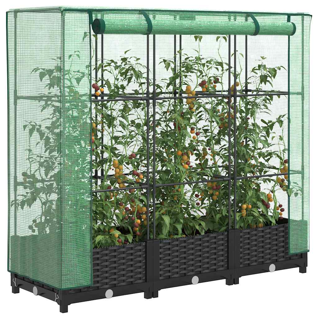Jardinera Elevada Con Cubierta De Invernadero Aspecto Ratán 120x40x123 Cm_1