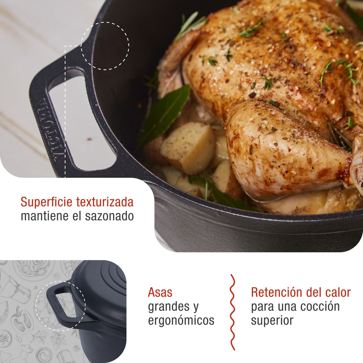 Victoria Horno Holandés Olla Inducción Hierro Fundido Esmaltado 27cm, Cocotte 5,7l, Sin Ptfe Ni Pfoa, 36355, Negro_2