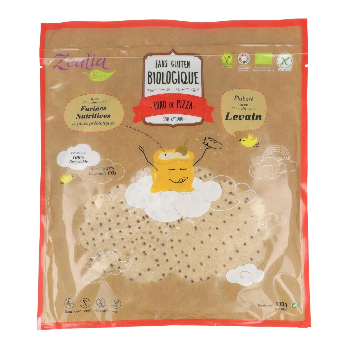 Base de Pizza BIO Sin Gluten Zealia 370gr
