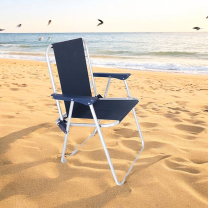 Well Home - Juego de 2 Sillas de Playa Metálicas Plegables Color Azul (44 x 44 x 74 cm)_2