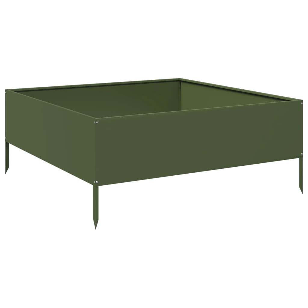Arriate De Acero Verde Oliva 100x100x25 Cm_5