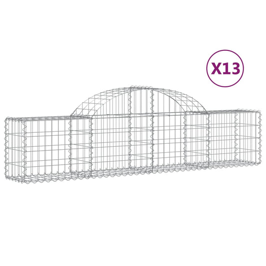 Cestas De Gaviones 13 Uds Forma De Arco Hierro 200x30x40/60 Cm_0