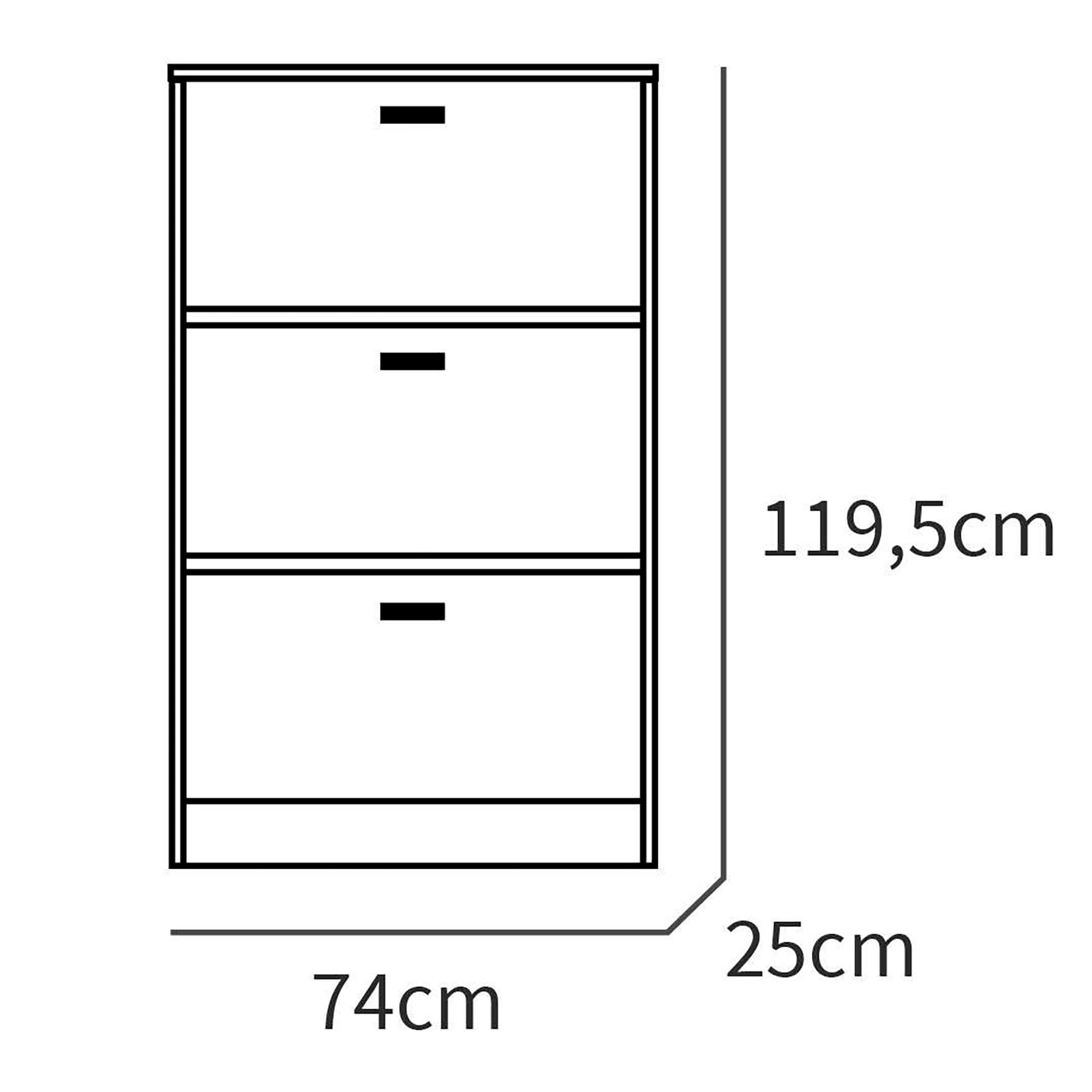 Zapatero Entrada Recibidor, Mueble Auxiliar Estrecho Zapatos, 3 Puertas, Madera 119,5x74x25 Cm, Briebe, Nova, Blanco_4