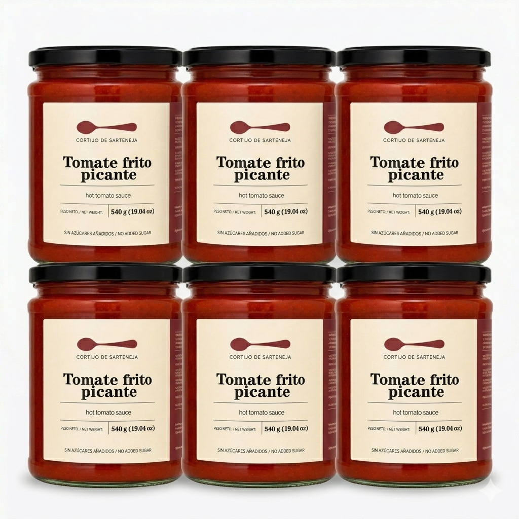 Salsa De Tomate Frito Picante Natural Sin Azúcar Añadido 540 G 6 Unidades_0