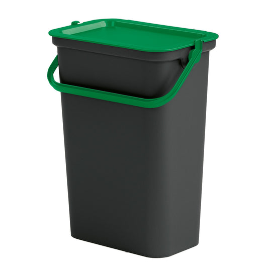 Papelera moda 10l Con Asa (cubo Negro-tapa Verde)_0