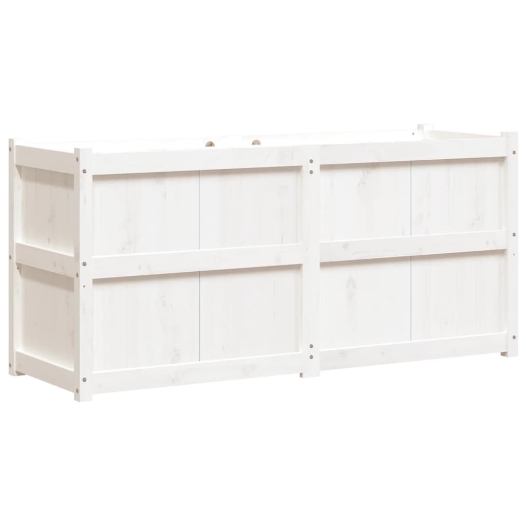 Jardinera De Madera Maciza De Pino Blanca 150x50x70 Cm_0