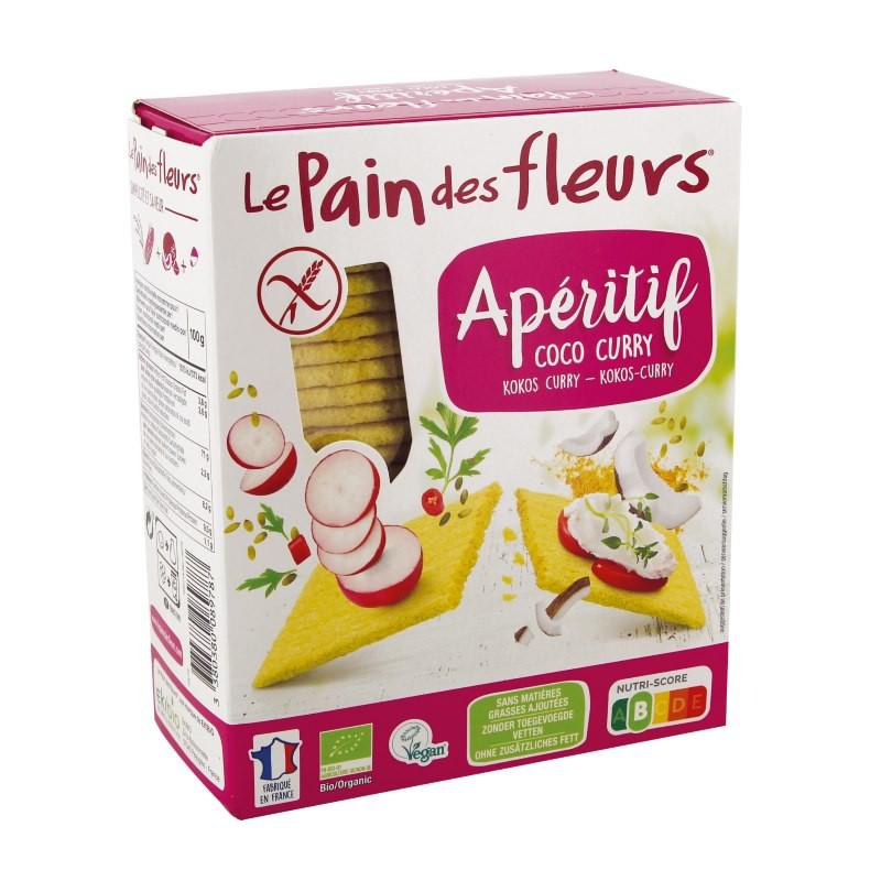 Bolachas crocantes de coco e caril sem glúten Le Pain de Fleurs biológicos 150g