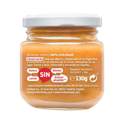 Smileat Maçã, Laranja e Cenoura Biológica Pote +6 Meses, 130g