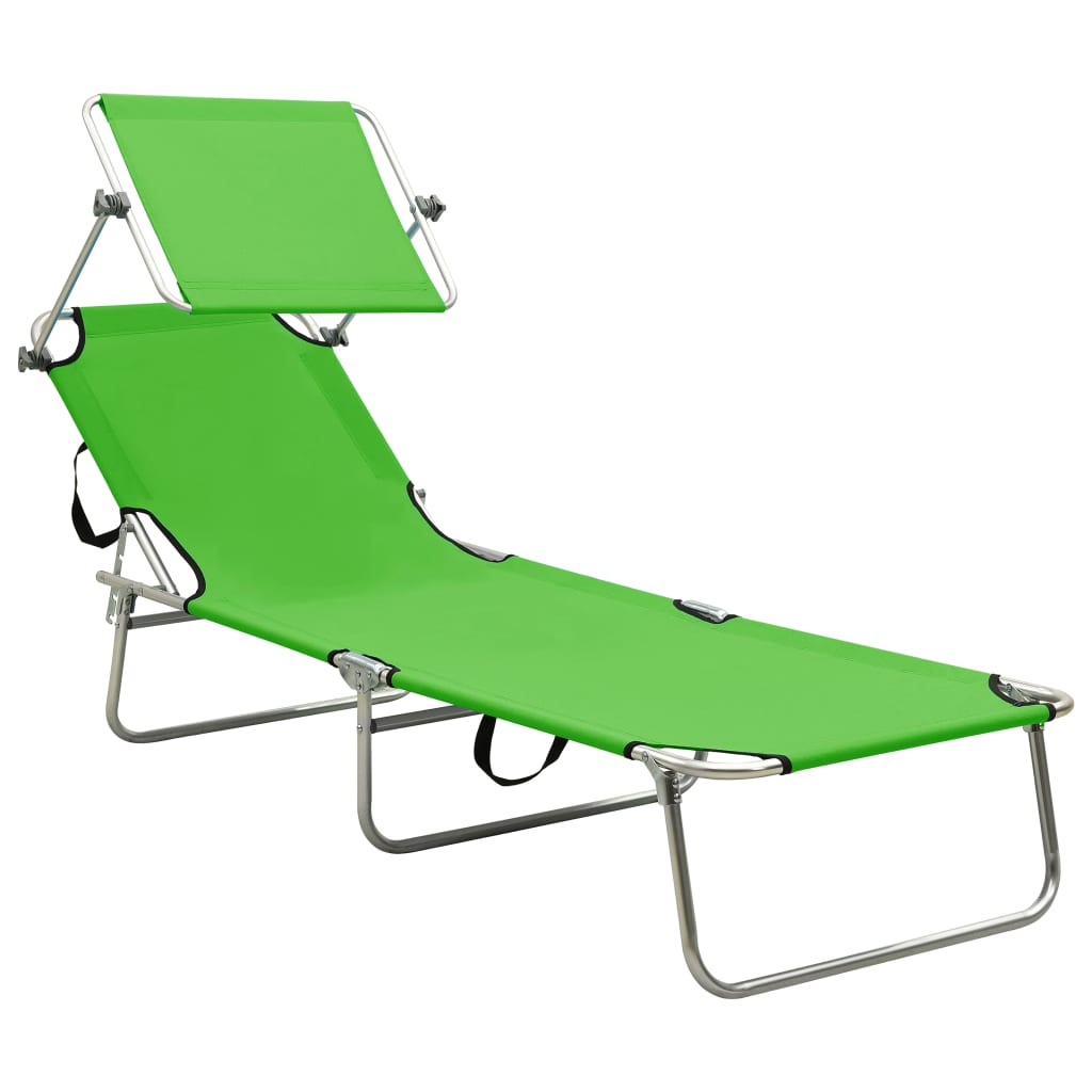 Tumbona Plegable Con Toldo Aluminio Verde_1