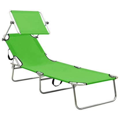 Tumbona Plegable Con Toldo Aluminio Verde_1