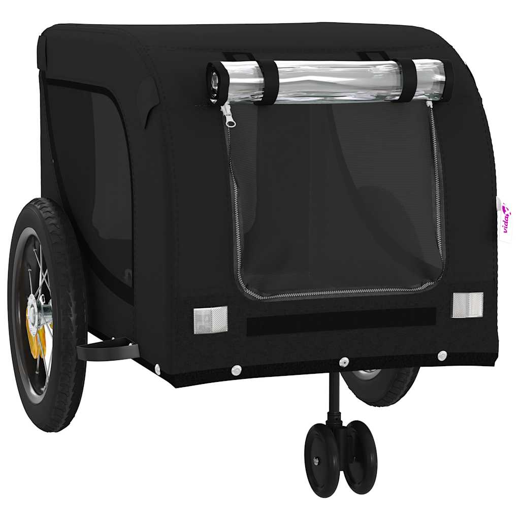 Remolque De Bicicleta Mascotas Hierro Tela Oxford Negro_3