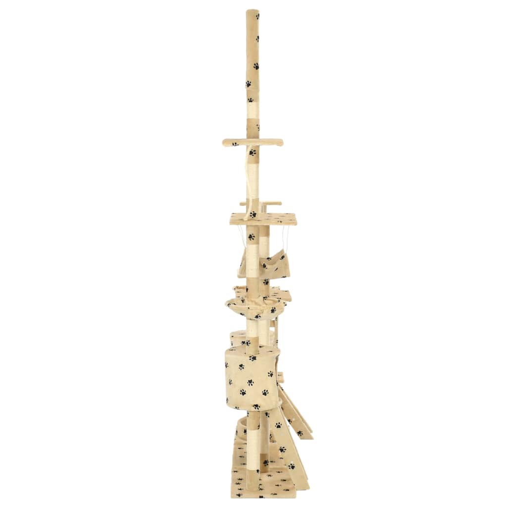 Rascador Para Gatos Con Poste De Sisal 230-250 Cm Huellas Beige_2